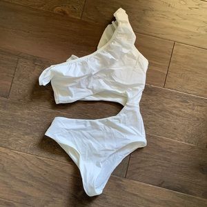 Ruffle Asymmetrical One Piece Swim Suit